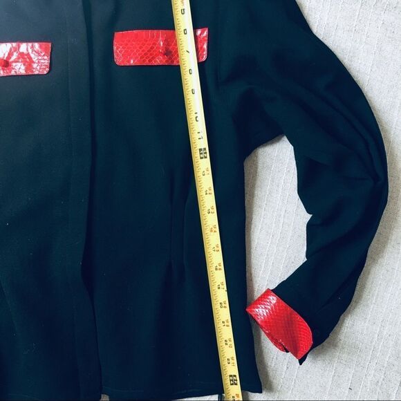 Vintage Francesca of Damon for Starington Black Wool and Red Leather Blouse - Picture 7 of 8